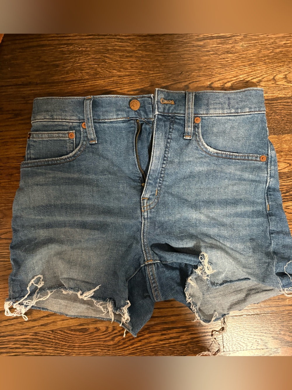 Madewell Distressed Light Blue Denim Cutoff Shorts
